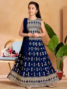 Sangria Girls Turquoise Blue Poly Georgette Lehenga Choli
