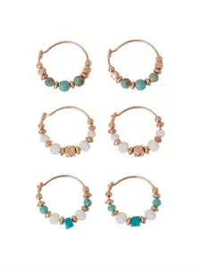 Accessorize Set Of 3 Artificial Beaded Circular Shaped Hoop Earrings