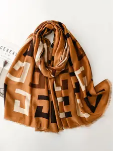 QUECY Women Printed Frayed Border Scarf