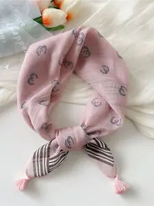 QUECY Women Printed Scarf With Tasselled Border