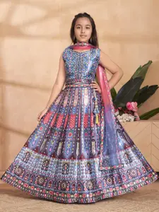 Sangria Girls Turquoise Blue Art Silk Lehenga Choli