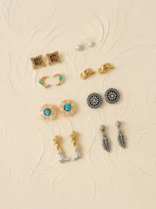 Accessorize Set of 8 Artificial Stone Studded Circular Shaped Studs