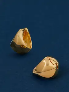 Accessorize 14k Gold-Plated Chunky Huggie Circular Shaped Hoop Earrings