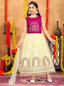 Sangria Girls Maroon Net Lehenga Choli