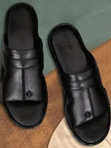 ZIRSQ Men Black Leather Sandals