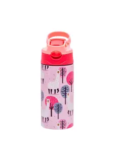Adore Kids Pink & Red Printed Stainless Steel Double Wall Vacuum Water Bottle 350 ml