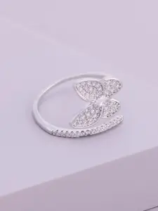Kushal's Fashion Jewellery White Rhodium-Plated Party Trendy Zircon Finger Ring