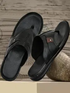 ZIRSQ Men Black Leather Sandals