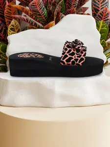 TWO SOFT Women Printed Sliders with Bow