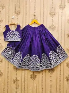 BAESD Girls Floral Embroidered Sequinned Ready to Wear Lehenga & Choli