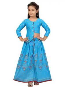 Sangria Girls Turquoise Blue Cotton Lehenga Choli