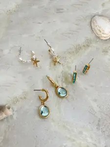 Accessorize Set of 3 Crystals Studded Circular Shaped Drop Earrings