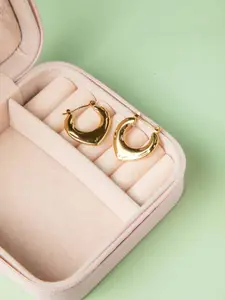 Niscka Gold-Plated Contemporary Shaped Hoop Earrings