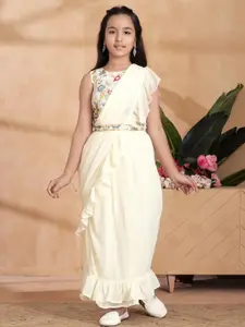 Sangria Girls Cream Poly Georgette Lehenga Choli