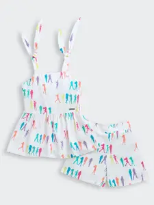 Tiny Girl Girls Printed Shoulder Straps Top With Shorts