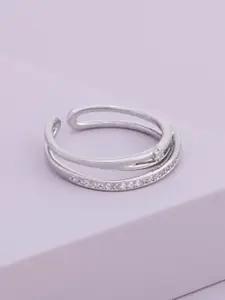 Kushal's Fashion Jewellery Women White Rhodium-Plated Party Trendy Zircon Finger Ring