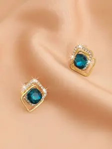 Celestique Korean Crystals Studded Square Shaped Studs