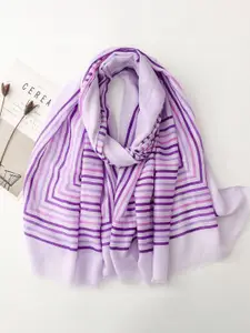 QUECY Women Striped Scarf with Solid Border