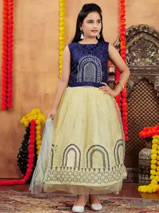 Sangria Girls Navy Blue Net Lehenga Choli