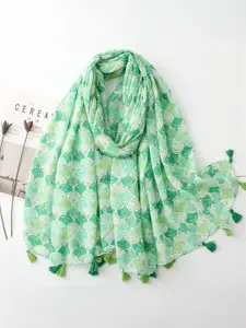 QUECY Women Printed Scarf with Tasselled