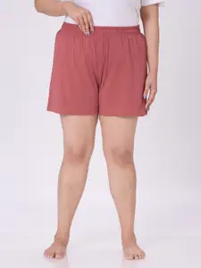 Vaishvik Women Plus Size Cotton Mid-Rise Lounge Shorts
