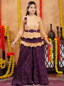 Sangria Girls Beige Poly Georgette Lehenga Choli