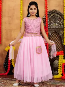 Sangria Girls Pink Net Lehenga Choli