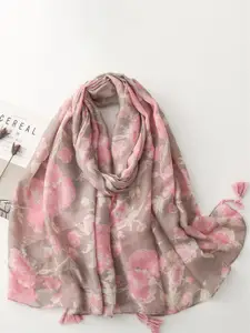 QUECY Women Printed Tasselled Border Scarf