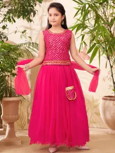 Sangria Girls Pink Net Lehenga Choli