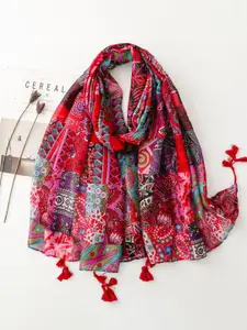 QUECY Women Printed Scarf With Tasselled