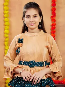 Sangria Girls Beige Poly Georgette Lehenga Choli