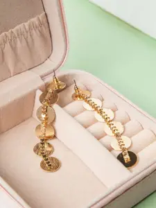 Niscka Gold-Plated Circular Shaped Drop Earrings