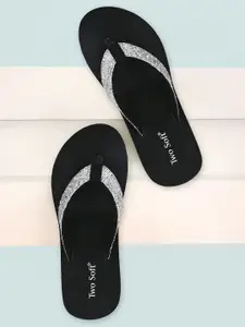 TWO SOFT Women Embellished  Open Toe Wedge Heel Sandals