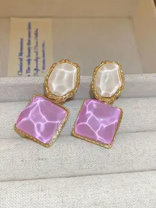 Celestique Korean Geometric Shaped Enamelled Drop Earrings