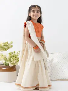 Tiber Taber Girls Stripes Lurex Woven Design Lace Cotton Ready to Wear Choli