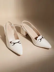 Kenneth Cole Leather Block Pumps with Buckles