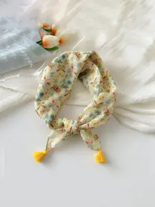 QUECY Women Printed Scarf with Tasselled Border