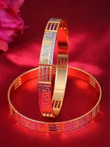 Adwitiya Collection Set Of 2 24CT Gold-Plated Handcrafted Bangles