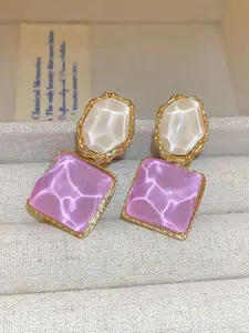 Celestique Korean Geometric Shaped Enamelled Drop Earrings