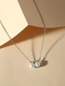 Cierra Silver-Plated Zircon-Studded & Beaded Necklace