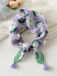 QUECY Women Printed Scarf with Tassels