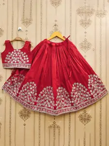 BAESD Girls Floral Embroidered Sequinned Ready to Wear Lehenga & Choli