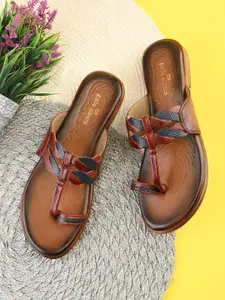 pelle albero Women Leather Textured One Toe Flats