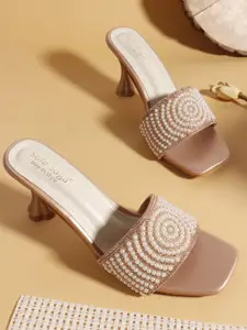 Sole Saga Women Embellished Ethnic Stiletto Peep Toes