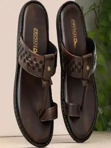 ZIRSQ Men Brown Synthetic Leather Sandals