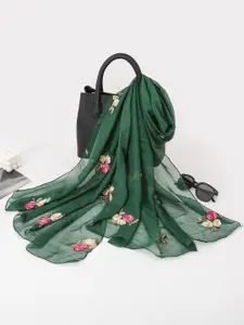 QUECY Women Floral Embroidered Scarf