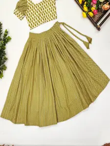 Shoryam Fashion Girls Printed Mukaish Foil Print Lehenga & Blouse