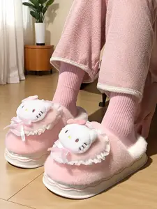 WOLVESDEN Women Hello Kitty Embellished Winter Warm Thick Bottom Room Slippers