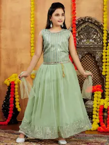 Sangria Girls Green Net Lehenga Choli