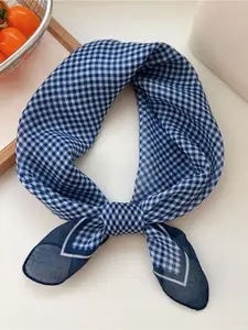 QUECY Women Checked Scarf with Solid Border